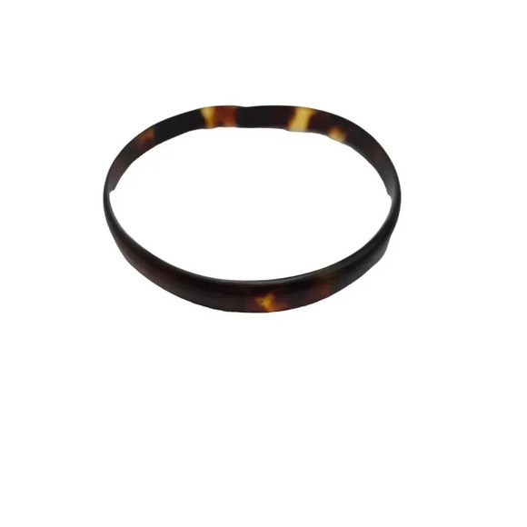 Faux Tortoise Shell Thin Flapper Bypass Bangle Bracelet Vintage - Picture 1 of 5